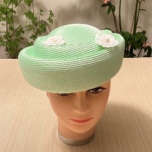 🚨LAST ONE🚨Chic Mint Green Women's Hat with White Floral Accents